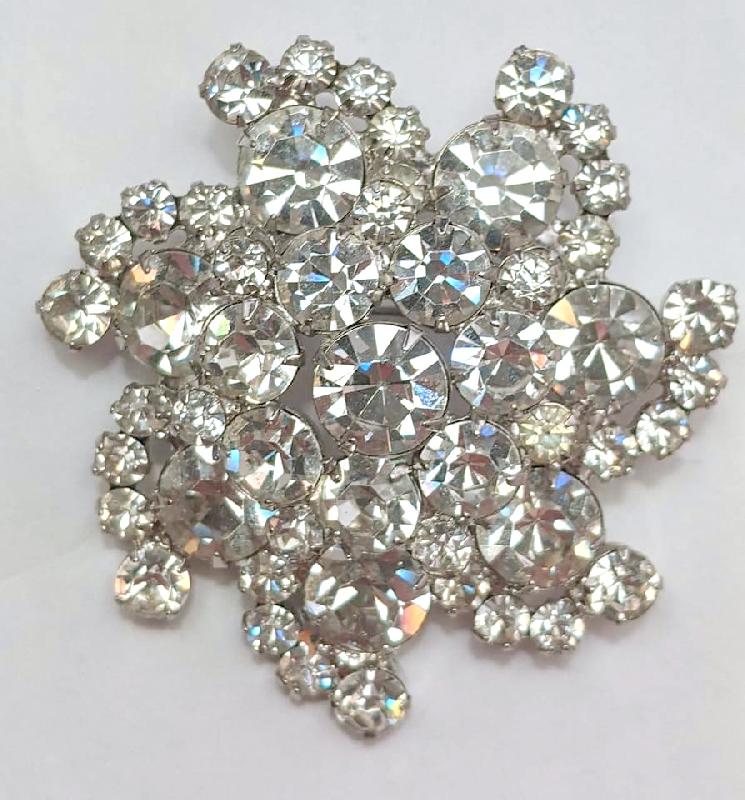 Front view of Clear Chatons Only Brooch