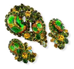 Green Cabochons Multi-Color/Shaded Brooch