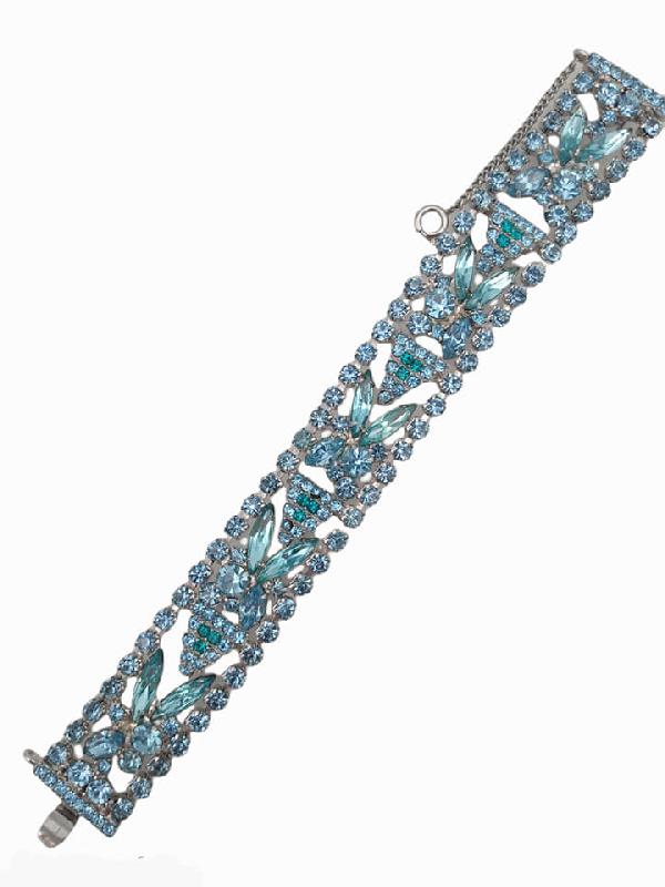 Front view of Blue Navettes Bracelet Flat Push In
