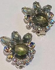 Gray (black Diamond) Navettes Earrings Clip