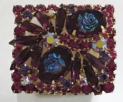 Purple (cardinal) Oval Molded/Cut Brooch