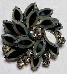 Black (jet) Navettes Multi-Color/Shaded Brooch