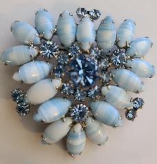 Blue Cabochons Striped Brooch