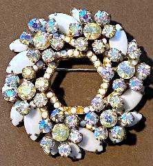 White (chalk Or Milk) Cabochons Brooch