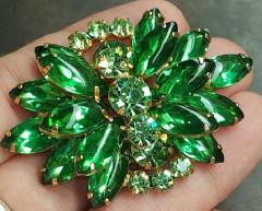 Green Cabochons Brooch