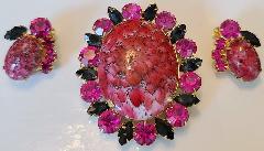 Pink Cabochons Spotted Pin Pendant