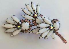 White (chalk Or Milk) Navettes Brooch
