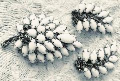 White (chalk Or Milk) Cabochons Earrings Clip