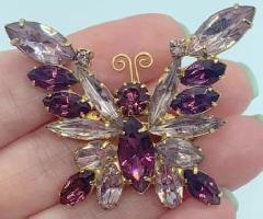 Purple (cardinal) Navettes Brooch