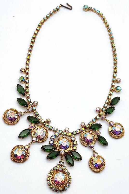 Front view of Green Navettes Necklace
