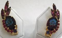 Purple (cardinal) Cabochons Molded/Cut Earrings Clip