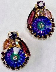Purple (cardinal) Navettes Rivoli/Margarita Earrings Clip