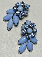 Blue Cabochons Earrings Clip