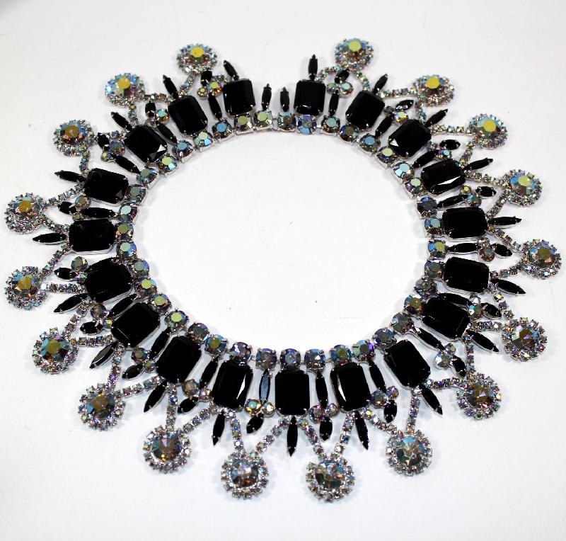 Front view of Black (jet) Emerald Cut Necklace