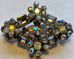 Gray (black Diamond) Emerald Cut Brooch