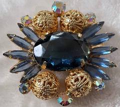 Blue Oval Brooch