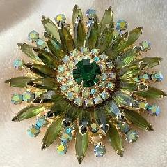 Green Navettes Brooch