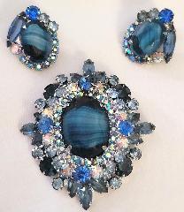 Blue Oval Givre Pin Pendant