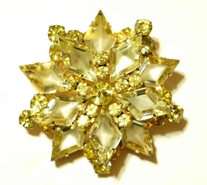 Front view of Yellow Diamond Frosted Brooch