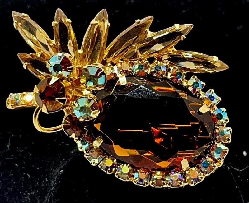 Front view of Topaz Oval Brooch