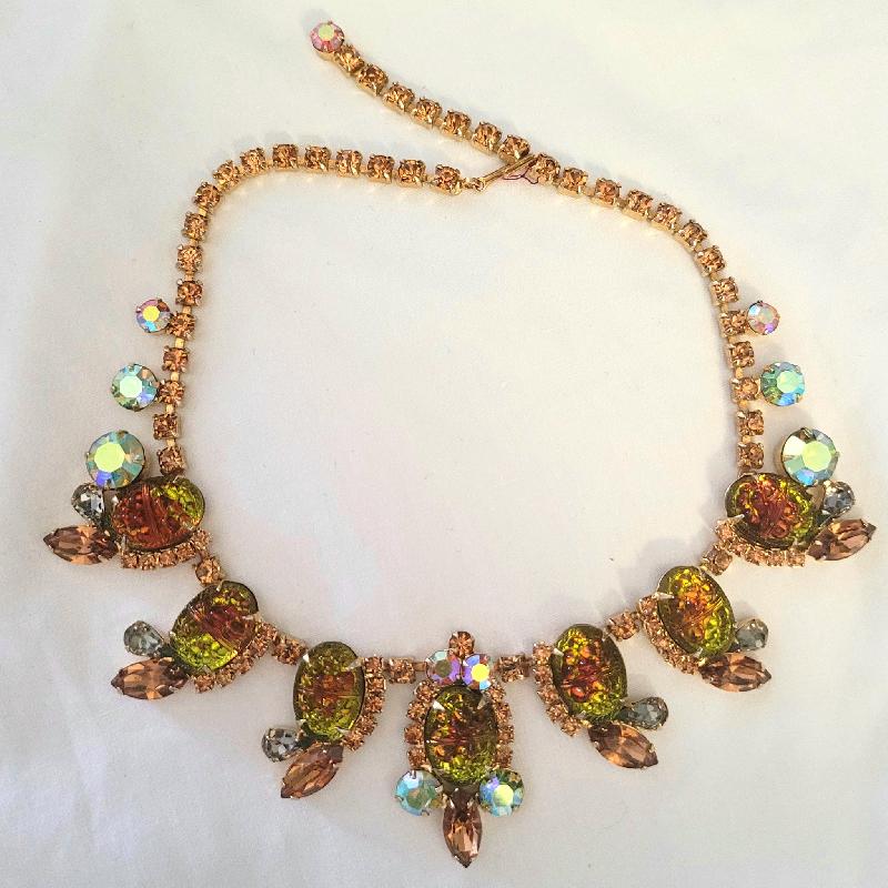 Front view of Fall Cabochons Molded/Cut Necklace