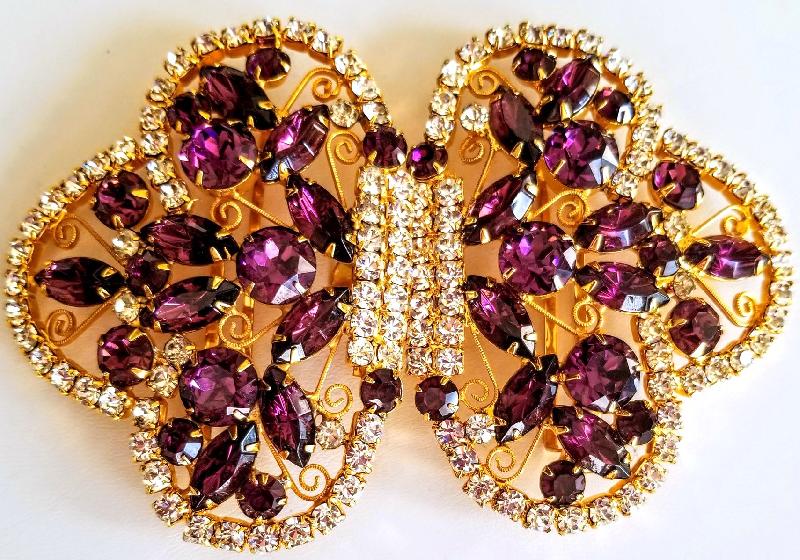 Front view of Purple (cardinal) Navettes Belt Buckle