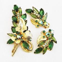 Green Navettes Earrings Clip