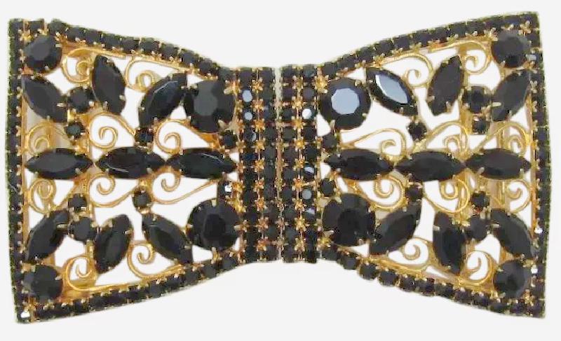 Front view of Black (jet) Navettes Belt Buckle