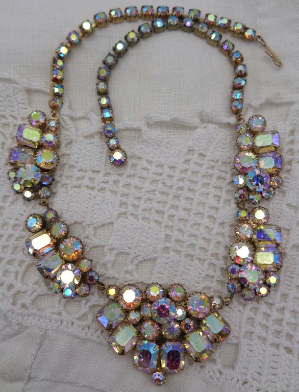 Front view of AB Emerald Cut Necklace