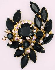 Black (jet) Navettes Brooch
