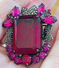 Pink Emerald Cut Brooch
