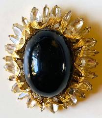 Black (jet) Cabochons Plastic Brooch