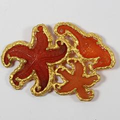 Red Cabochons Molded/Cut Brooch