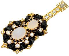 Black (jet) Cabochons Brooch