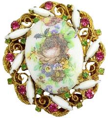 Pastel Cabochons Painted (hand/Transfer) Brooch