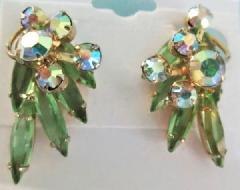 Green Navettes Earrings Clip