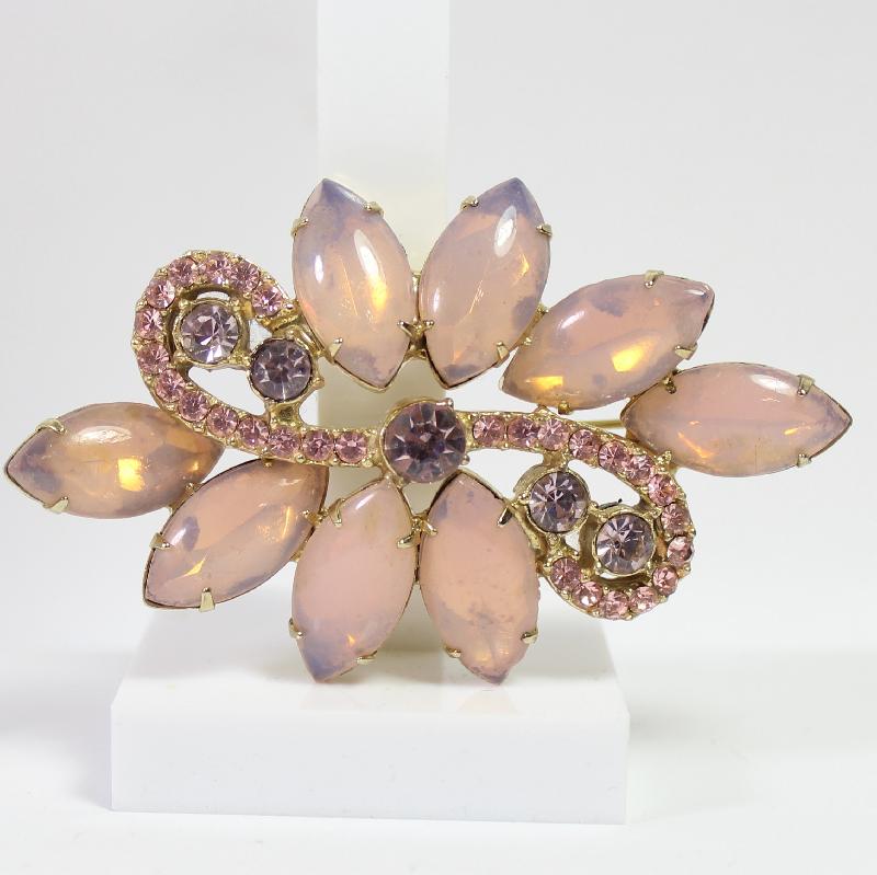 Front view of Pink Cabochons Multi-Color/Shaded Brooch
