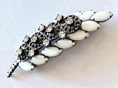 White (chalk Or Milk) Navettes Brooch