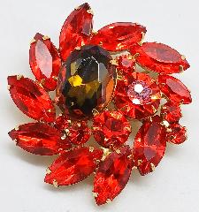 Orange Oval Multi-Color/Shaded Brooch