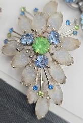White (chalk Or Milk) Cabochons Givre Brooch