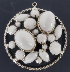 White (chalk Or Milk) Cabochons Pendant