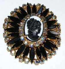 Black (jet) Navettes Pin Pendant