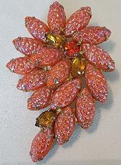 Orange Cabochons Molded/Cut Brooch