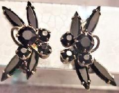Black (jet) Navettes Earrings Clip