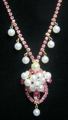 Pink Navettes Pearl Necklace