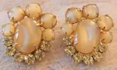 Topaz Cabochons Earrings Clip