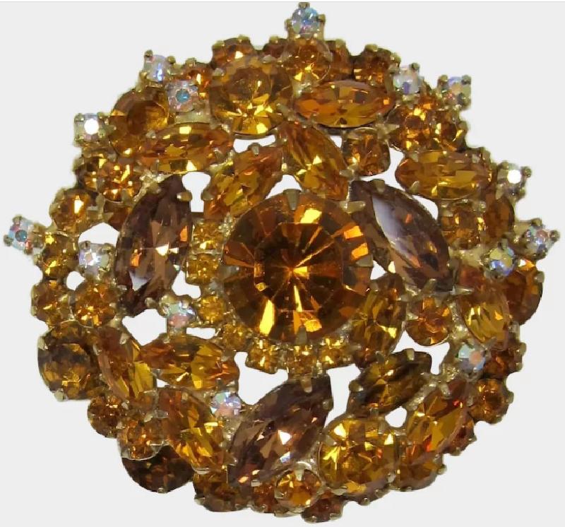Front view of Topaz Navettes Brooch