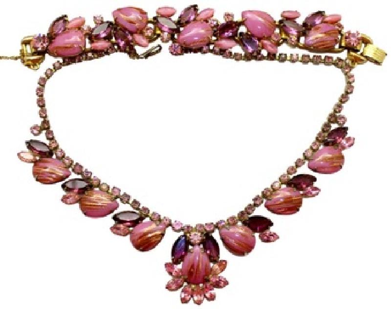 Front view of Pink Cabochons Striped Bracelet 5 Link