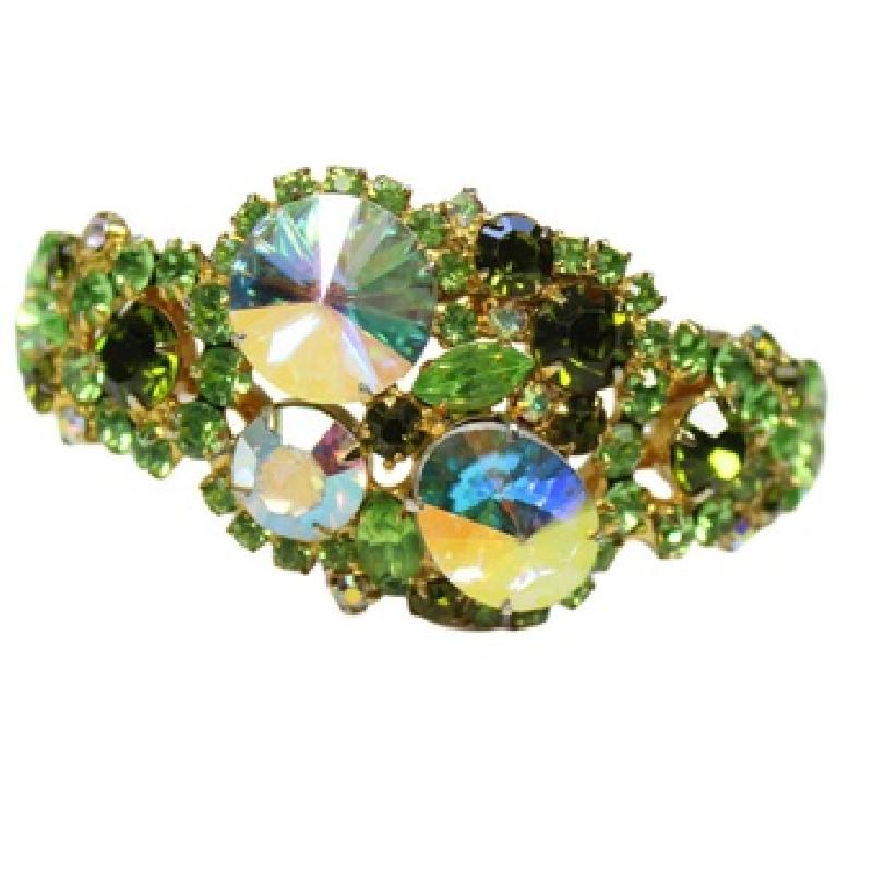 Front view of Green Navettes Rivoli/Margarita Bracelet Clamper