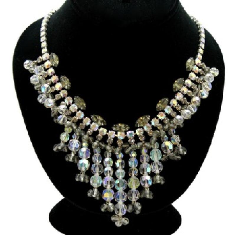 Front view of Gray (black Diamond) Navettes Necklace